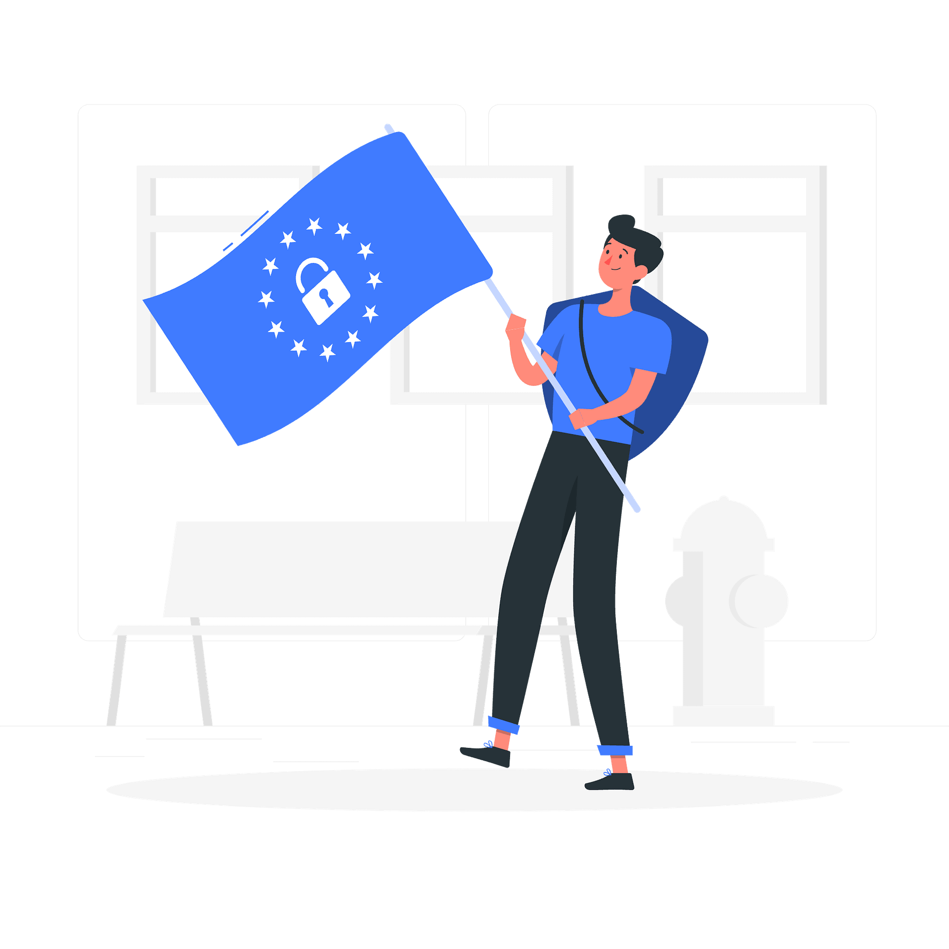 Image showing a person with a European flag with a locker symbolizing GDPR compliance