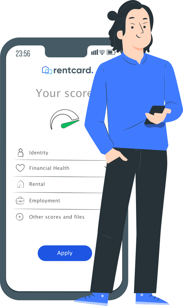Mieter mit Smartphone erstellt eine rentcard