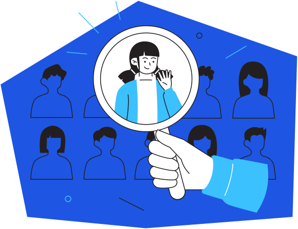 Image of a person being selected by a magnifier as symbol for becoming first choice for landlords